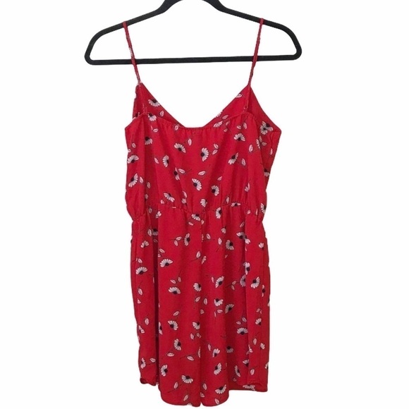 Stradivarius Red Floral Print Romper Playsuit - Picture 2 of 4
